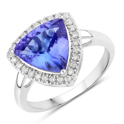 3.23 Carat Genuine Tanzanite and White Diamond 14K White Gold Ring - Rings - Custom Crafting Alliance, LLC