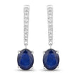3.24 Carat Genuine Blue Sapphire and White Diamond 14K White Gold Earrings - Earrings - Custom Crafting Alliance, LLC