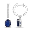 3.24 Carat Genuine Blue Sapphire and White Diamond 14K White Gold Earrings - Earrings - Custom Crafting Alliance, LLC