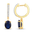3.24 Carat Genuine Blue Sapphire and White Diamond 14K Yellow Gold Earrings - Earrings - Custom Crafting Alliance, LLC