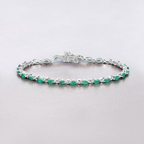 3.24 Carat Genuine Zambian Emerald .925 Sterling Silver Bracelet - Bracelets - Custom Crafting Alliance, LLC
