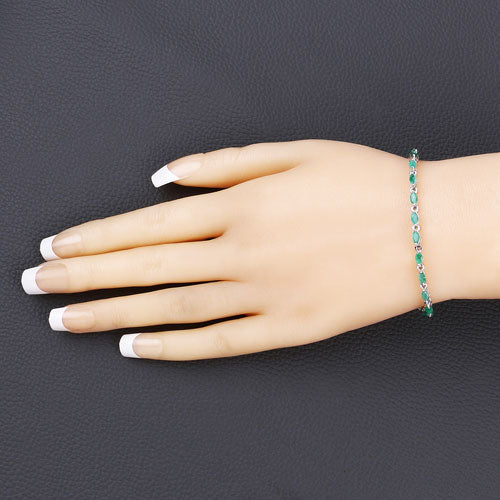 3.24 Carat Genuine Zambian Emerald .925 Sterling Silver Bracelet - Bracelets - Custom Crafting Alliance, LLC