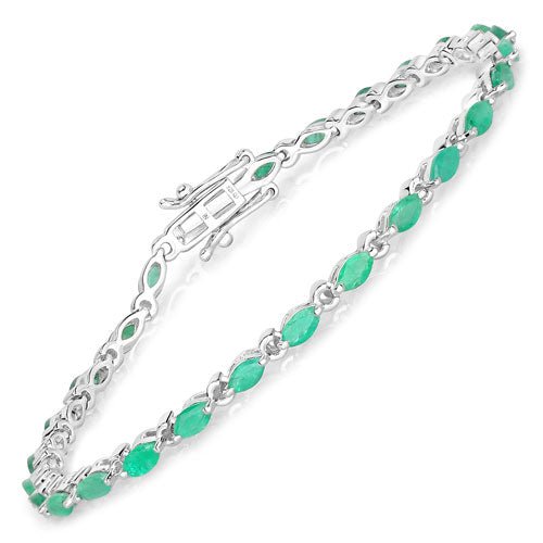 3.24 Carat Genuine Zambian Emerald .925 Sterling Silver Bracelet - Bracelets - Custom Crafting Alliance, LLC