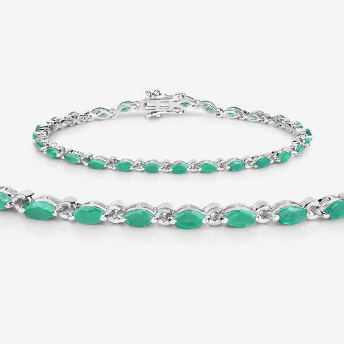 3.24 Carat Genuine Zambian Emerald .925 Sterling Silver Bracelet - Bracelets - Custom Crafting Alliance, LLC