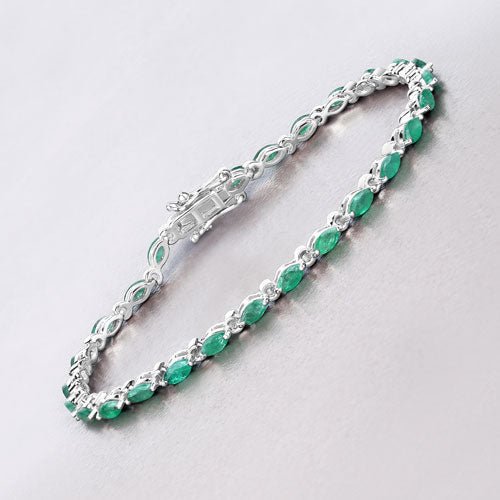 3.24 Carat Genuine Zambian Emerald .925 Sterling Silver Bracelet - Bracelets - Custom Crafting Alliance, LLC