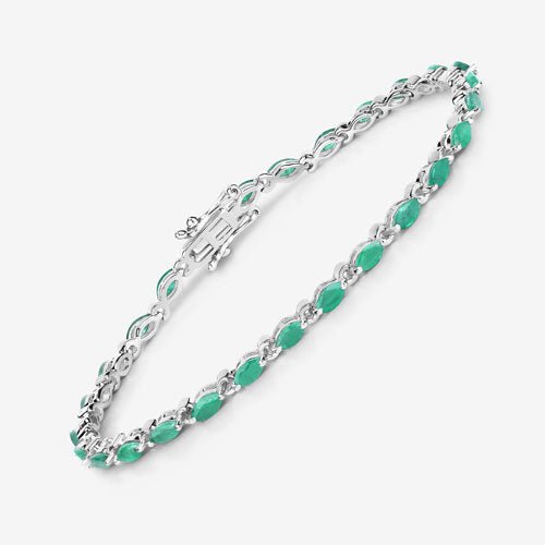 3.24 Carat Genuine Zambian Emerald .925 Sterling Silver Bracelet - Bracelets - Custom Crafting Alliance, LLC