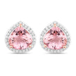 3.27 Carat Genuine Morganite and White Diamond 14K Rose Gold Earrings - Earrings - Custom Crafting Alliance, LLC