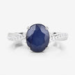 3.28 Carat Genuine Blue Sapphire and White Diamond 14K White Gold Ring - Rings - Custom Crafting Alliance, LLC