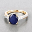 3.28 Carat Genuine Blue Sapphire and White Diamond 14K Yellow Gold Ring - Rings - Custom Crafting Alliance, LLC