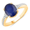 3.28 Carat Genuine Blue Sapphire and White Diamond 14K Yellow Gold Ring - Rings - Custom Crafting Alliance, LLC
