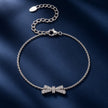 925 Sterling Silver White Gold Plated Moissanite Bow-Knot 15+6cm Bracelet for Women