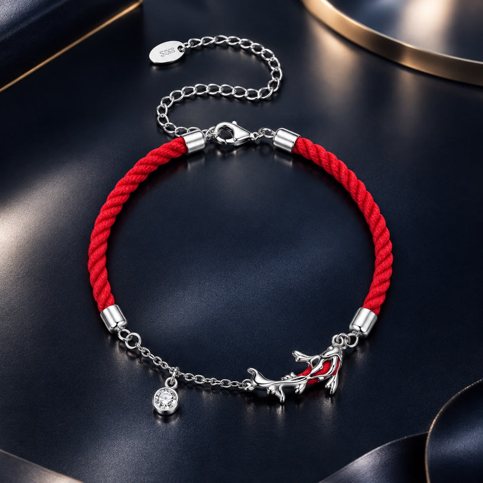 925 Sterling Silver White Gold Plated Enamel CZ Koi 16+6cm Bracelet for Women