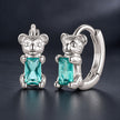 925 Sterling Silver White Gold Plated CZ Pavé 1.2x0.5cm Hoop Earrings for Women