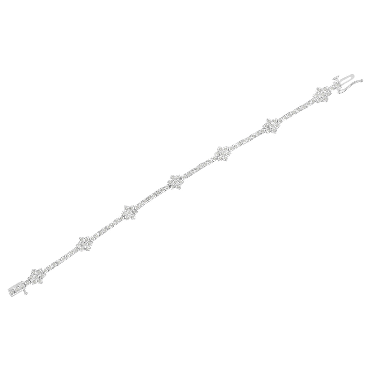.925 Sterling Silver 1.0 cttw Miracle-Set Diamond Floral Station Tennis Bracelet (I-J Color, I3 Clarity) - 7-1/2