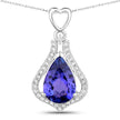 3.30 Carat Genuine Tanzanite and White Diamond 14K White Gold Pendant - Pendants - Custom Crafting Alliance, LLC