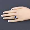 3.31 Carat Genuine Blue Sapphire and White Diamond 14K White Gold Ring - Rings - Custom Crafting Alliance, LLC