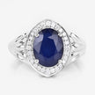 3.31 Carat Genuine Blue Sapphire and White Diamond 14K White Gold Ring - Rings - Custom Crafting Alliance, LLC