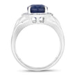 3.31 Carat Genuine Blue Sapphire and White Diamond 14K White Gold Ring - Rings - Custom Crafting Alliance, LLC