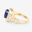 3.31 Carat Genuine Blue Sapphire and White Diamond 14K Yellow Gold Ring - Rings - Custom Crafting Alliance, LLC