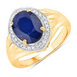3.31 Carat Genuine Blue Sapphire and White Diamond 14K Yellow Gold Ring - Rings - Custom Crafting Alliance, LLC