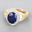 3.31 Carat Genuine Blue Sapphire and White Diamond 14K Yellow Gold Ring - Rings - Custom Crafting Alliance, LLC