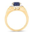 3.31 Carat Genuine Blue Sapphire and White Diamond 14K Yellow Gold Ring - Rings - Custom Crafting Alliance, LLC