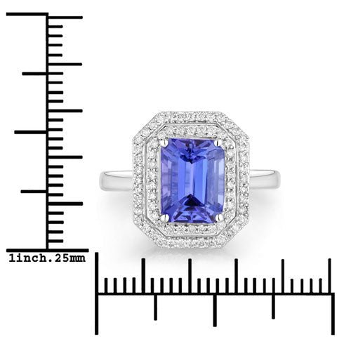 3.32 Carat Genuine Tanzanite and White Diamond 14K White Gold Ring - Rings - Custom Crafting Alliance, LLC