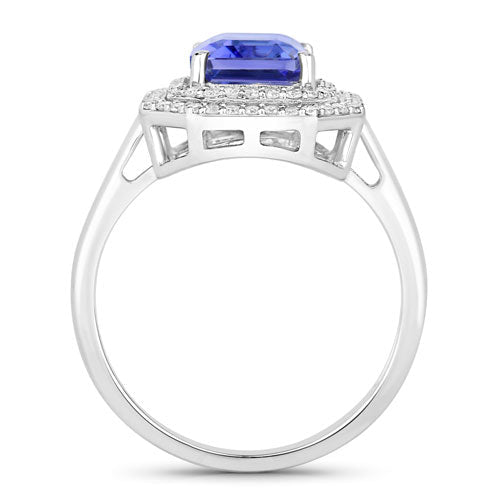 3.32 Carat Genuine Tanzanite and White Diamond 14K White Gold Ring - Rings - Custom Crafting Alliance, LLC