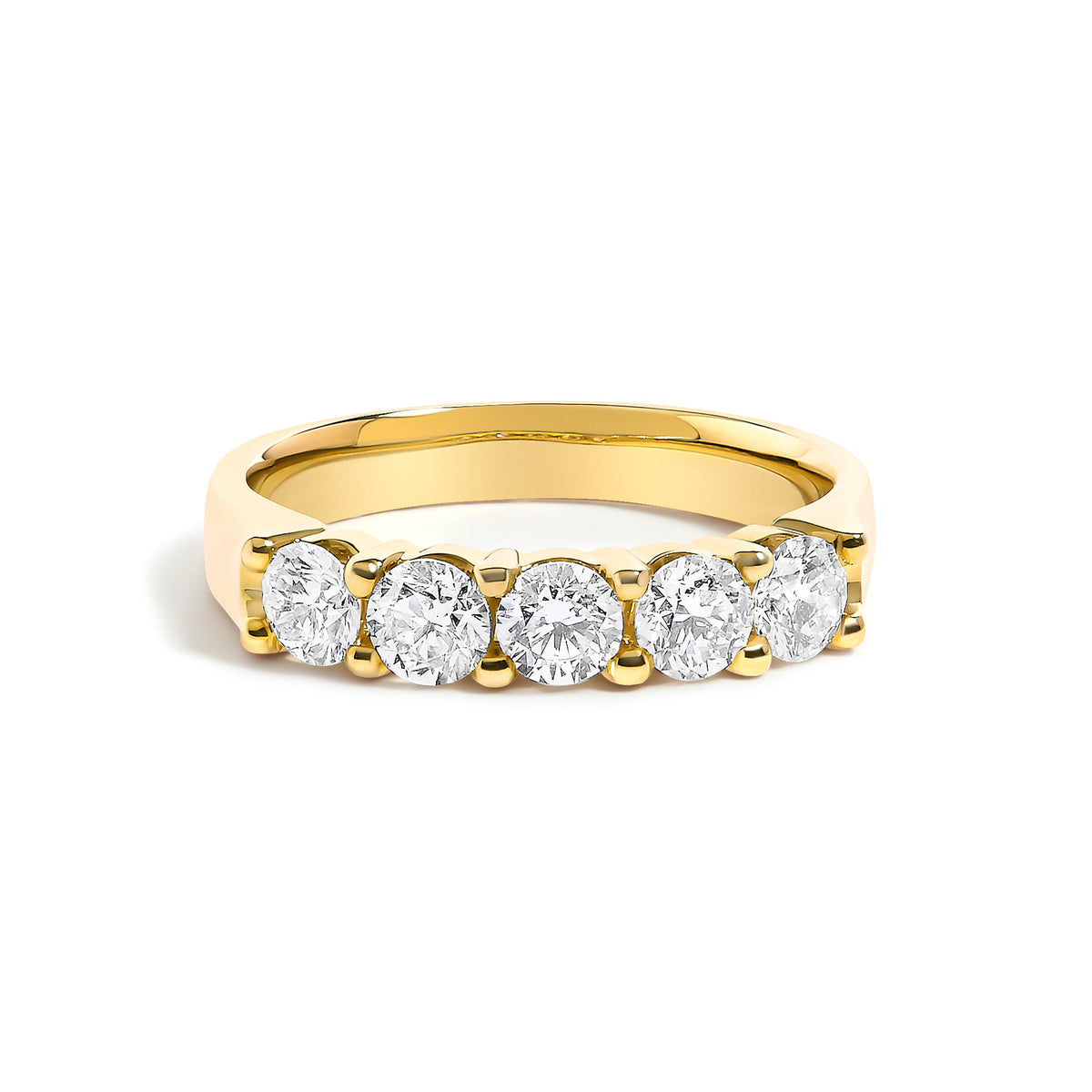 14K White Gold 1.00 Cttw Diamond 5 Stone Band Ring