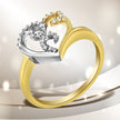 10K Two-Toned Gold Diamond Heart Shape Cluster Ring (1/6 Cttw, H-I Color, I1-I2 Clarity) - Size 6