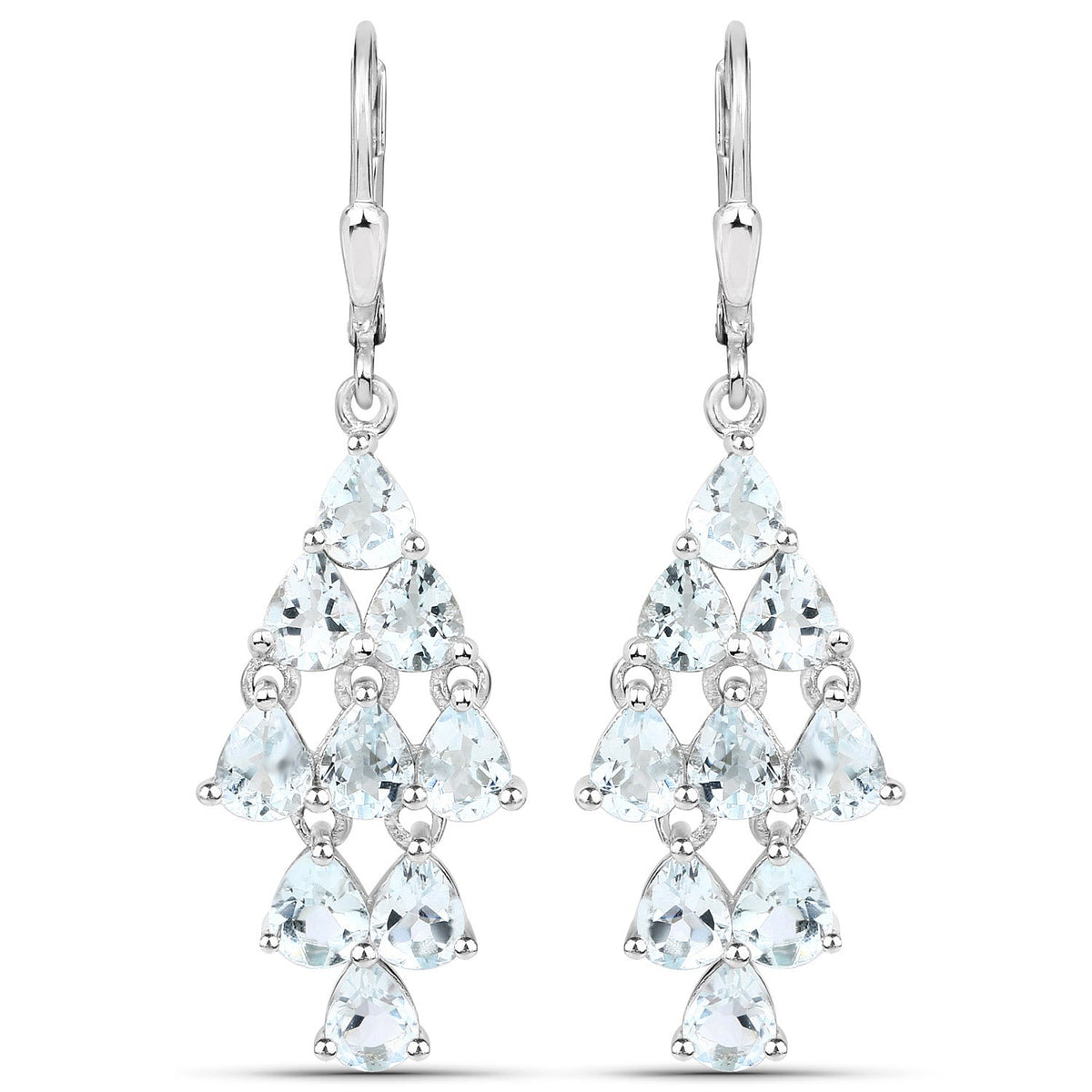3.96 Carat Genuine Aquamarine .925 Sterling Silver Earrings