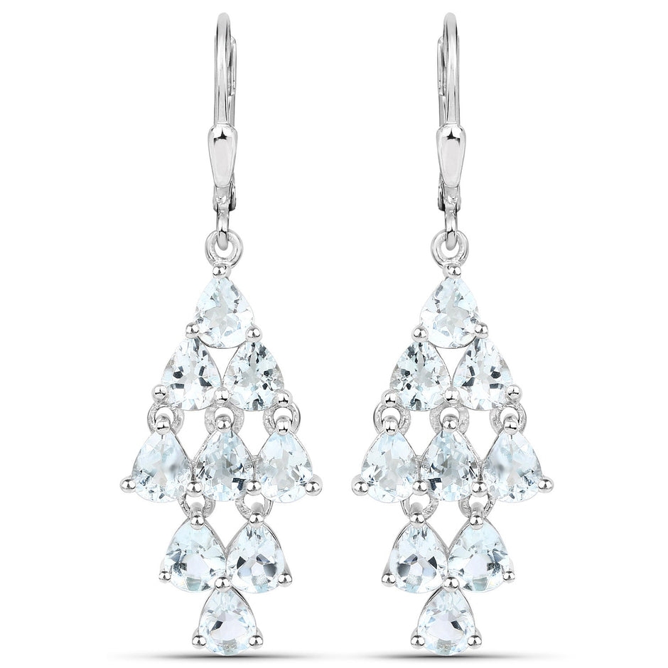 3.96 Carat Genuine Aquamarine .925 Sterling Silver Earrings