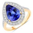 3.37 Carat Genuine Tanzanite and White Diamond 14K Yellow Gold Ring - Rings - Custom Crafting Alliance, LLC