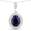 3.38 Carat Genuine Blue Sapphire and White Diamond 14K White Gold Pendant - Pendants - Custom Crafting Alliance, LLC