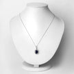 3.38 Carat Genuine Blue Sapphire and White Diamond 14K White Gold Pendant - Pendants - Custom Crafting Alliance, LLC