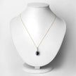 3.38 Carat Genuine Blue Sapphire and White Diamond 14K Yellow Gold Pendant - Pendants - Custom Crafting Alliance, LLC