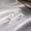 925 Sterling Silver Earrings with Plated Platinum and Pavé Set CZ, 0.4cm for Women