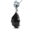 18K White Gold Diamond Accent and Pear Cut Sky Blue Topaz and Pear Cut Black Onyx Dangle Drop 18