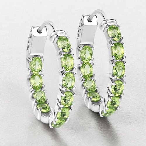 3.40 Carat Genuine Peridot .925 Sterling Silver Earrings - Earrings - Custom Crafting Alliance, LLC