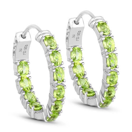 3.40 Carat Genuine Peridot .925 Sterling Silver Earrings - Earrings - Custom Crafting Alliance, LLC