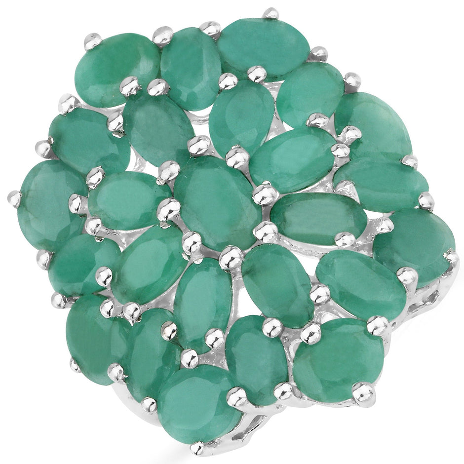 5.88 Carat Genuine Emerald .925 Sterling Silver Ring