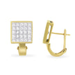 14K Yellow Gold 3-1/5 Cttw Princess Cut Diamond Â¾ Square Invisible Set Grid Huggy Style Omega Back Stud Earrings (G-H Color, VS1-VS2 Clarity)