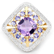 3.44 Carat Genuine Amethyst and Tanzanite .925 Sterling Silver Ring - Rings - Custom Crafting Alliance, LLC