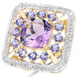3.44 Carat Genuine Amethyst and Tanzanite .925 Sterling Silver Ring - Rings - Custom Crafting Alliance, LLC