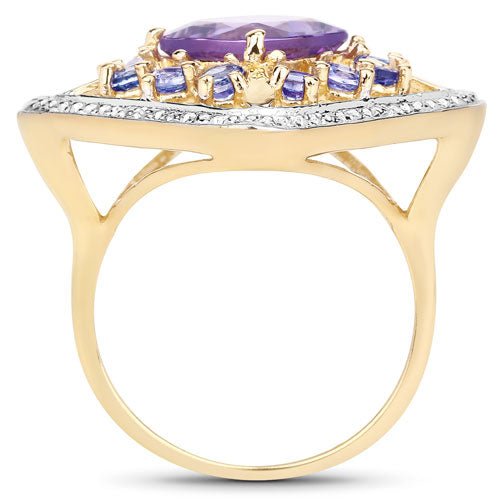 3.44 Carat Genuine Amethyst and Tanzanite .925 Sterling Silver Ring - Rings - Custom Crafting Alliance, LLC