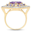 3.44 Carat Genuine Amethyst and Tanzanite .925 Sterling Silver Ring - Rings - Custom Crafting Alliance, LLC