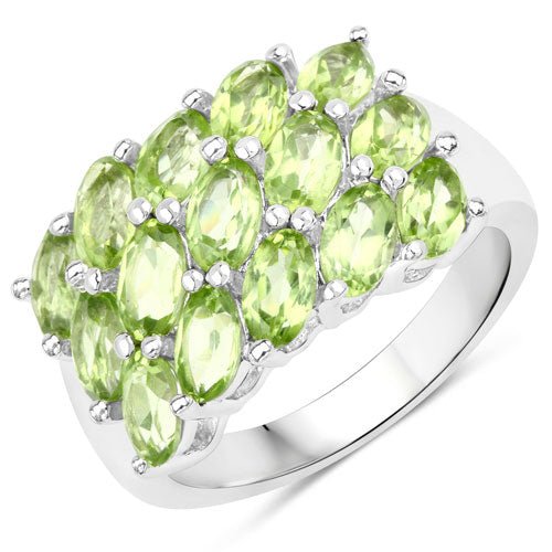 3.45 Carat Genuine Peridot .925 Sterling Silver Ring - Rings - Custom Crafting Alliance, LLC