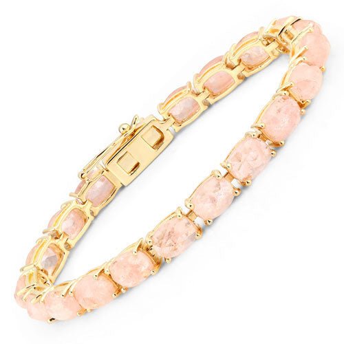 34.50 Carat Genuine Morganite .925 Sterling Silver Bracelet - Bracelets - Custom Crafting Alliance, LLC