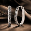925 Sterling Silver Earrings for Women - 2.0*0.3cm, Inner Diameter 1.7cm, Oxidized Silver