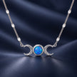925 Sterling Silver White Gold Plated Synthetic Opal 40+5cm Pendant Necklace for Women